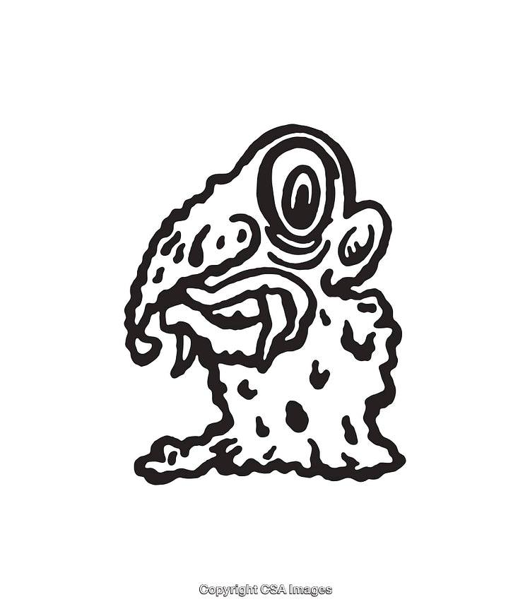 Stylized Black and White Line Art Illustrating a Character Design