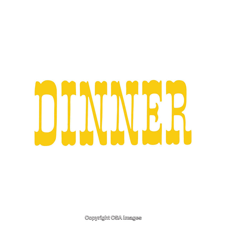 Bold Yellow Typography Featuring the Word 'Dinner' on White Background