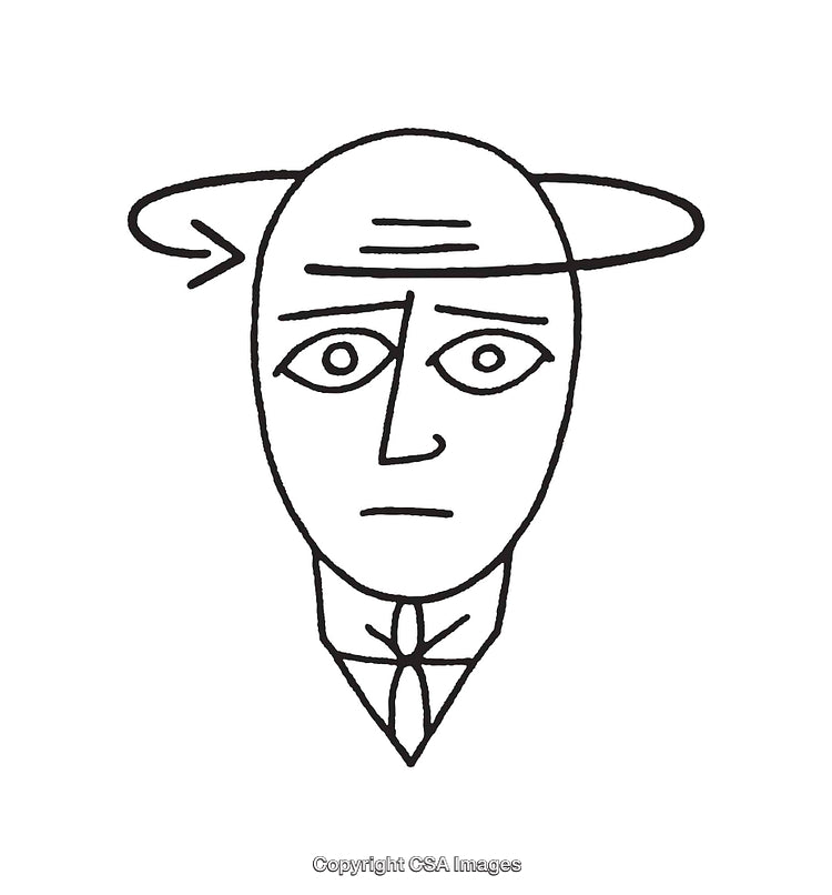 Abstract Line Art of a Thoughtful Expression in Black and White