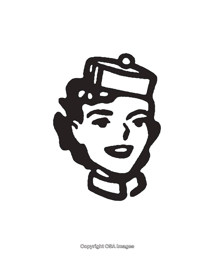 Vintage Style Black and White Artwork of Smiling Uniformed Character