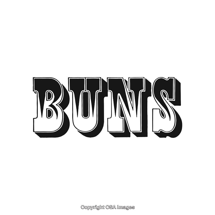 Retro Typography Design Featuring the Word Buns in Bold Decorative Font