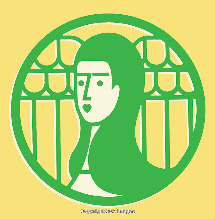 Abstract Green and Yellow Line Art Portrait Illustration in Modern Style