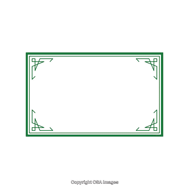 Elegant Green Border Design Frame with Decorative Corners on a White Background