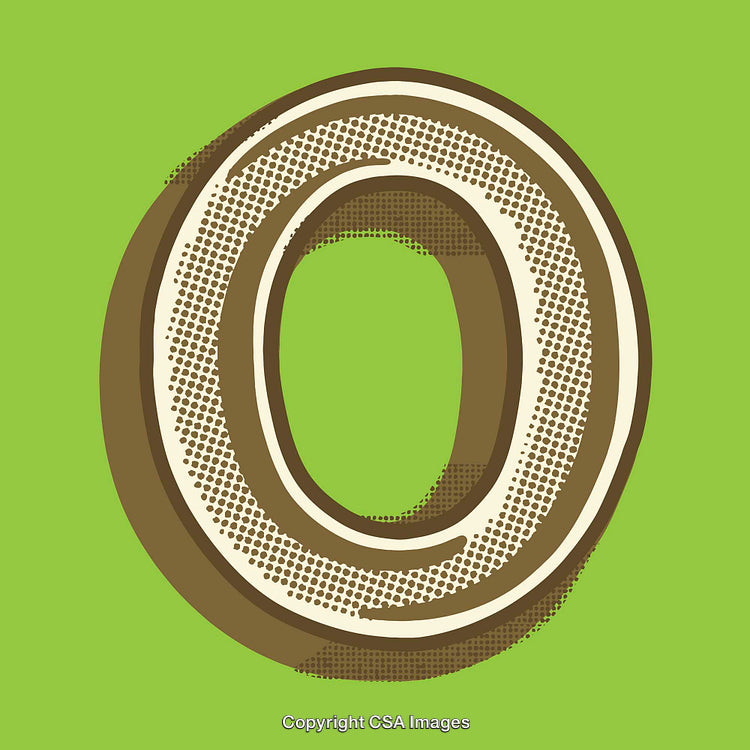Retro Letter O With Vintage Halftone Style on Green Background