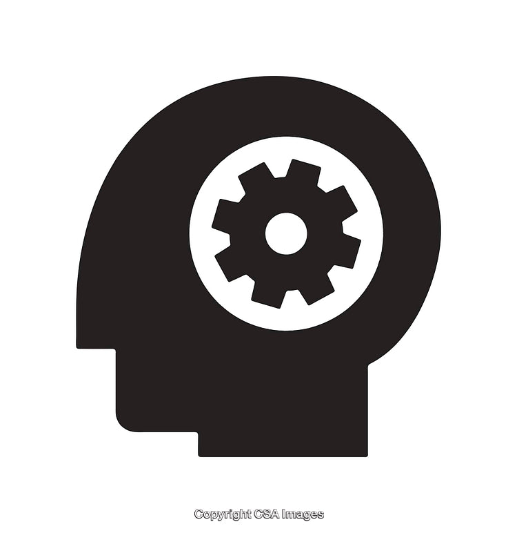 Silhouette Of a Head with Gear Mechanism Icon
