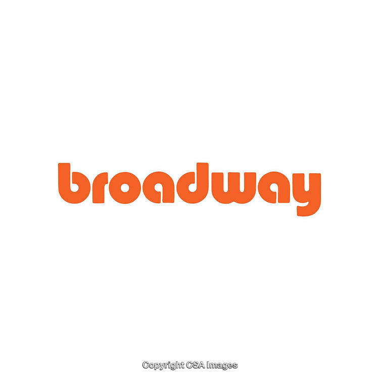 Orange Broadway-Themed Textual Logo on White Background