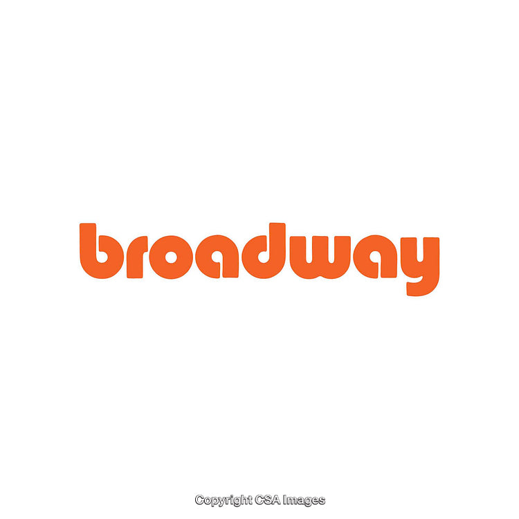 Orange Broadway-Themed Textual Logo on White Background