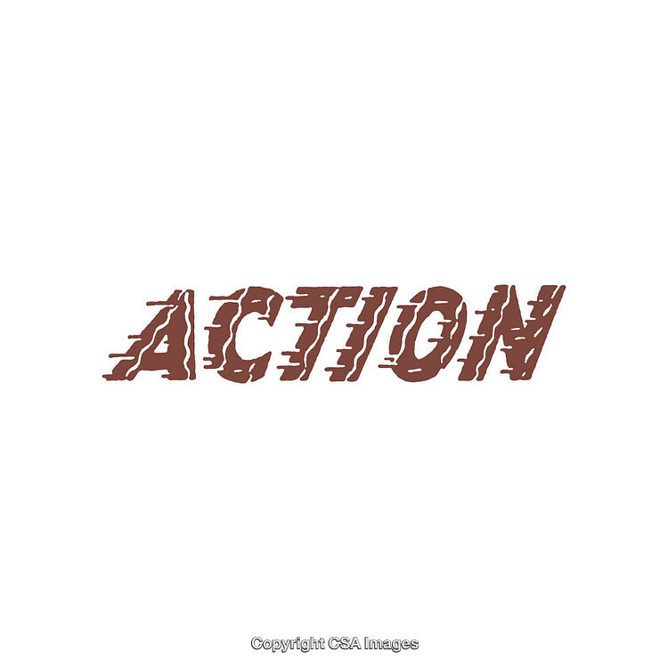 Dynamic Brown Text Design with "Action" Theme and Motion Effect