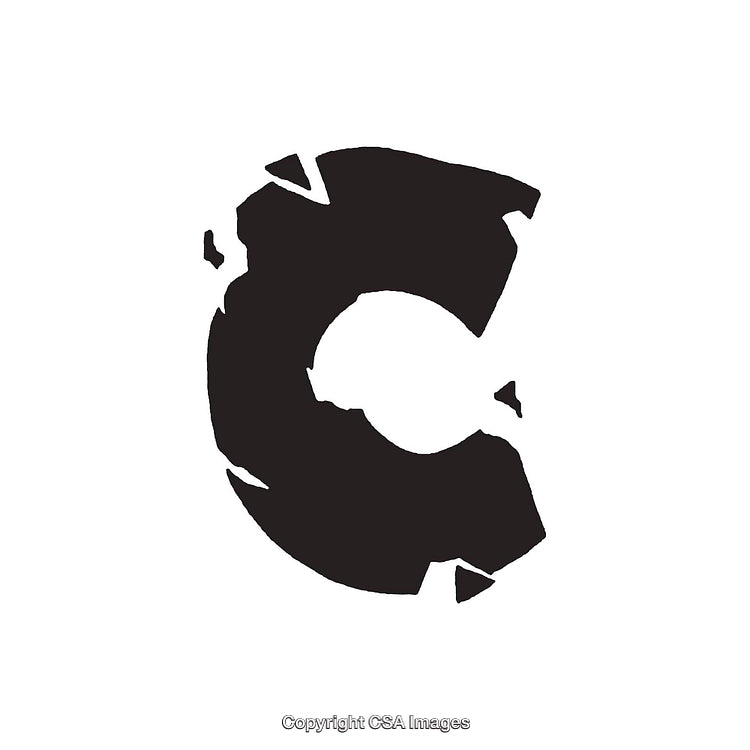 Stylized Fragmented Black Letter C On a White Background