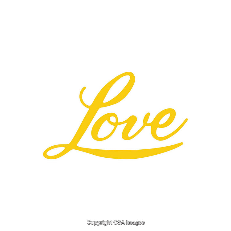 Elegant Yellow Typography Design Featuring the Word Love on White Background
