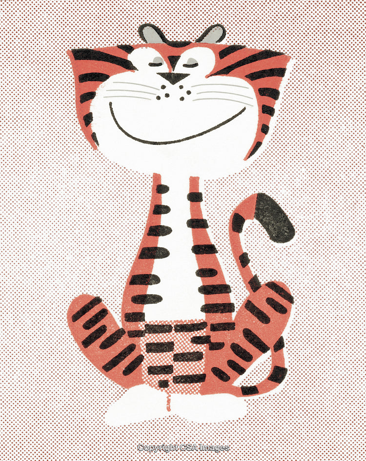Playful Cartoon Tiger Illustration With Striped Fur and Friendly Expression