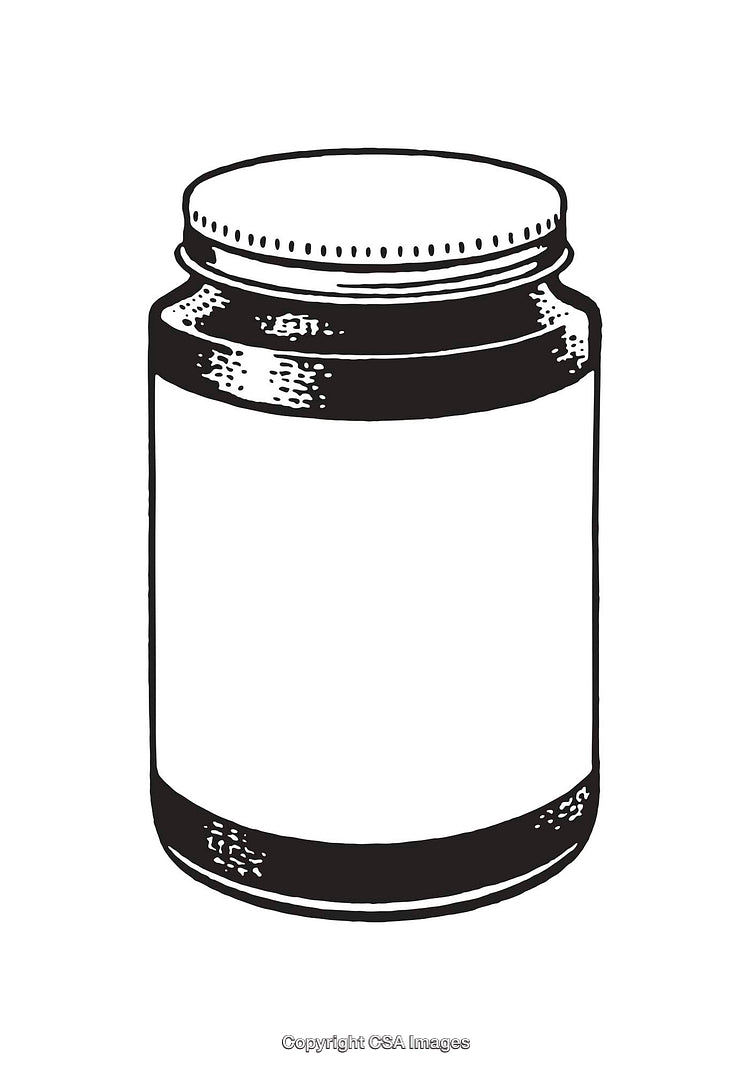 Detailed Black and White Illustration of a Glass Jar