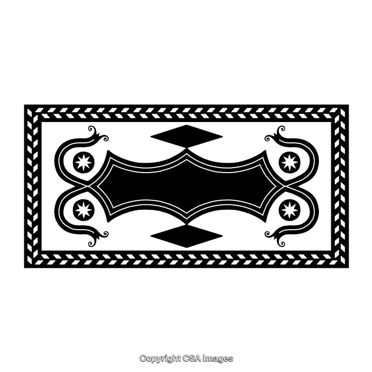 Elegant Black and White Ornamental Border Design with Star Patterns