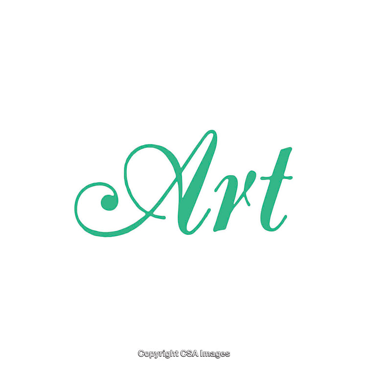 Elegant Typography of the Word Art in Green Ink on a White Background