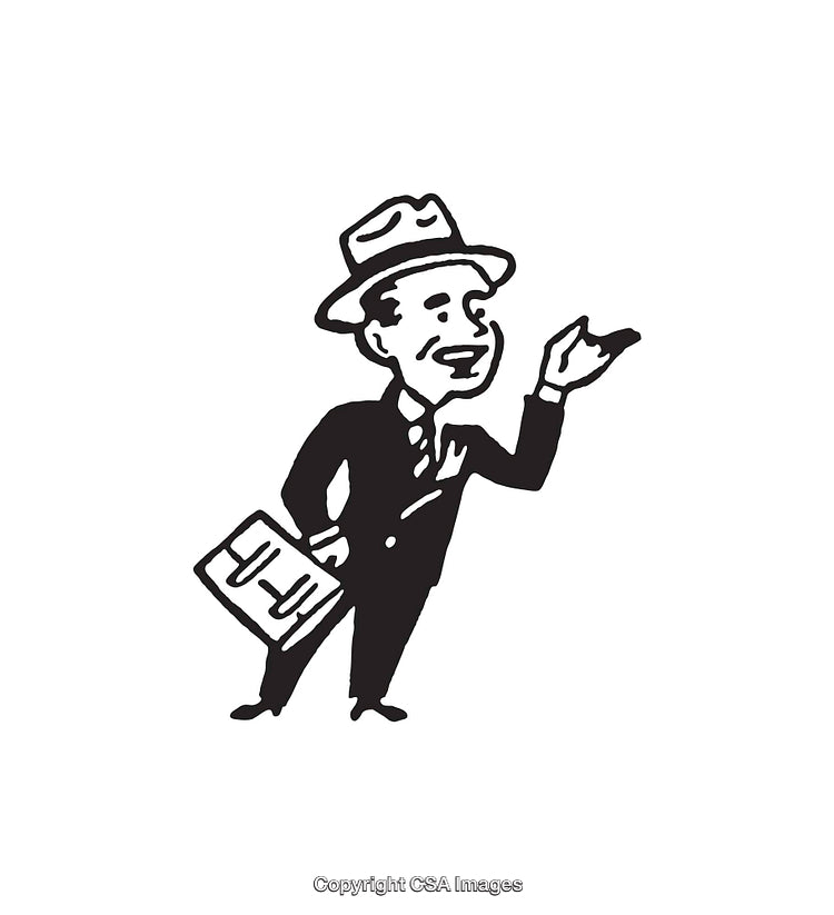Vintage Black and White Illustration of A Business Professional