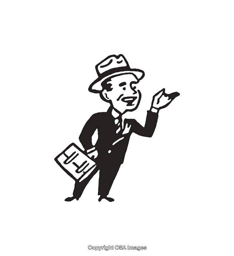 Vintage Black and White Illustration of A Business Professional