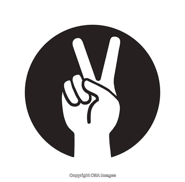 Black And White Peace Hand Gesture Symbol Illustration