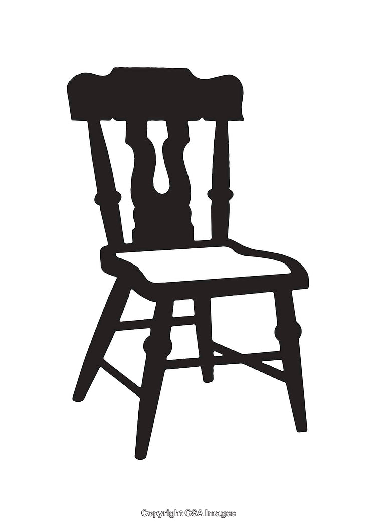 Silhouette Illustration of a Classic Wooden Chair in Black and White
