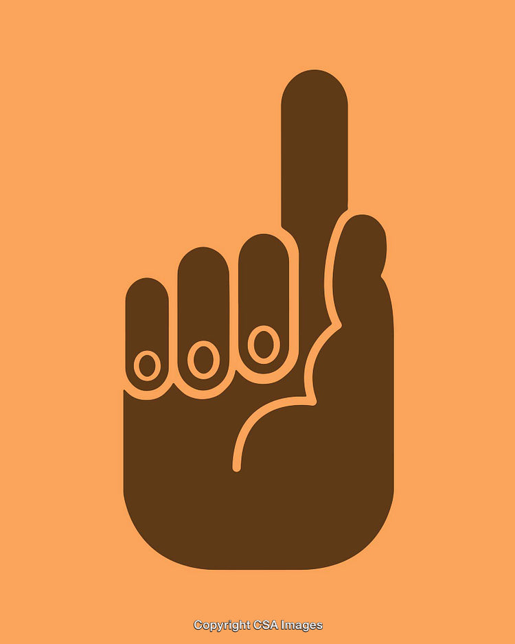 Minimalistic Line Art Illustration of a Hand Gesture on Orange Background
