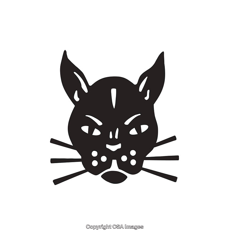 Black and White Cat Head Line Art Illustration with Minimalist Design