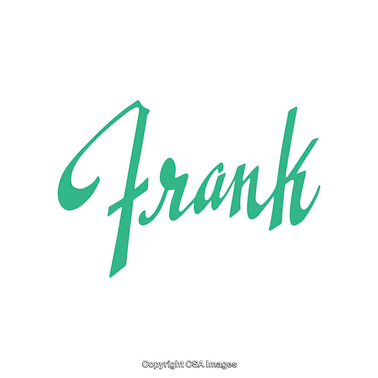 Green Calligraphic Text Illustration Featuring the Name Frank on Clean White Background