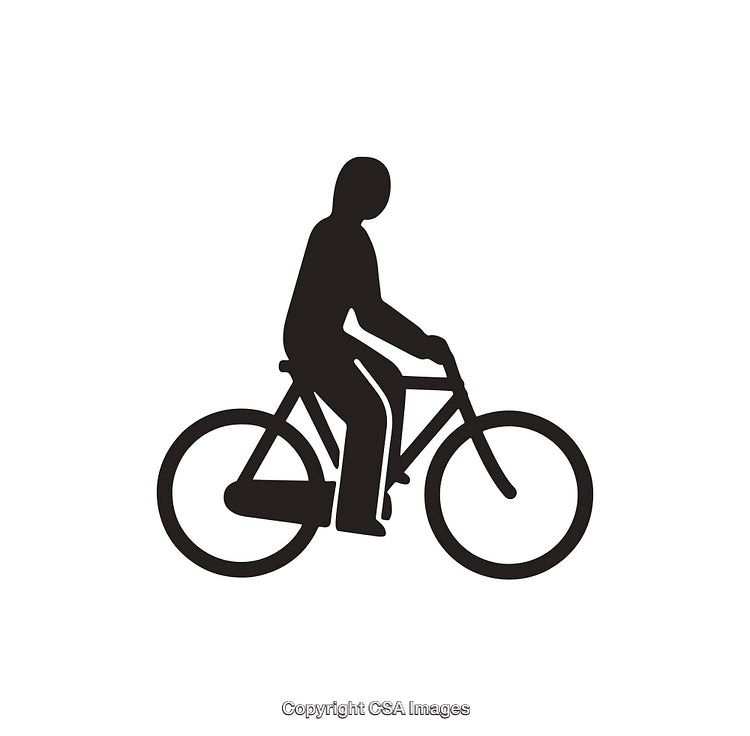 Silhouette Icon of a Person Riding a Bicycle in Profile View