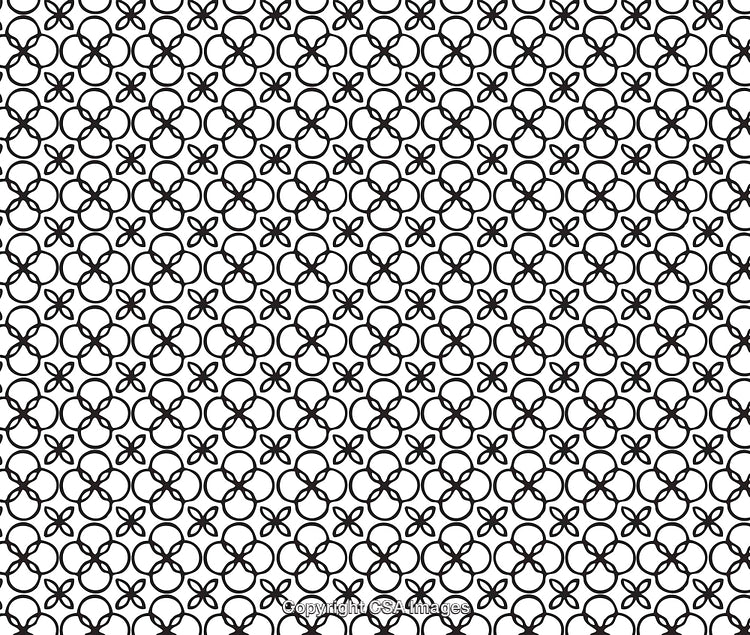 Seamless Black and White Floral Geometric Pattern Design