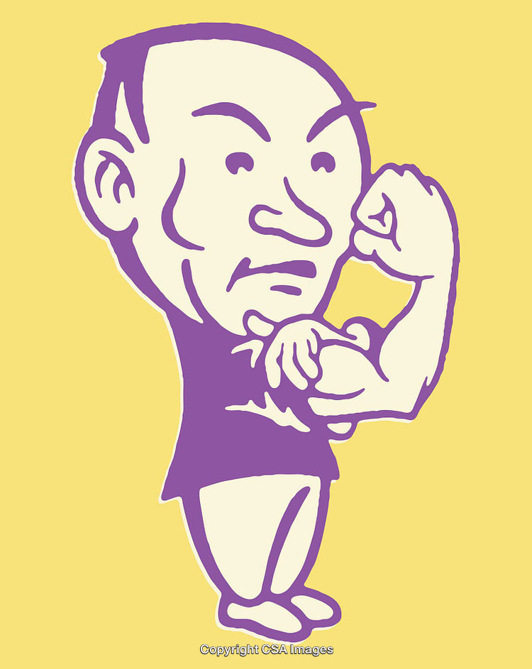 Cartoon Illustration of a Strong Character Posing with Determination