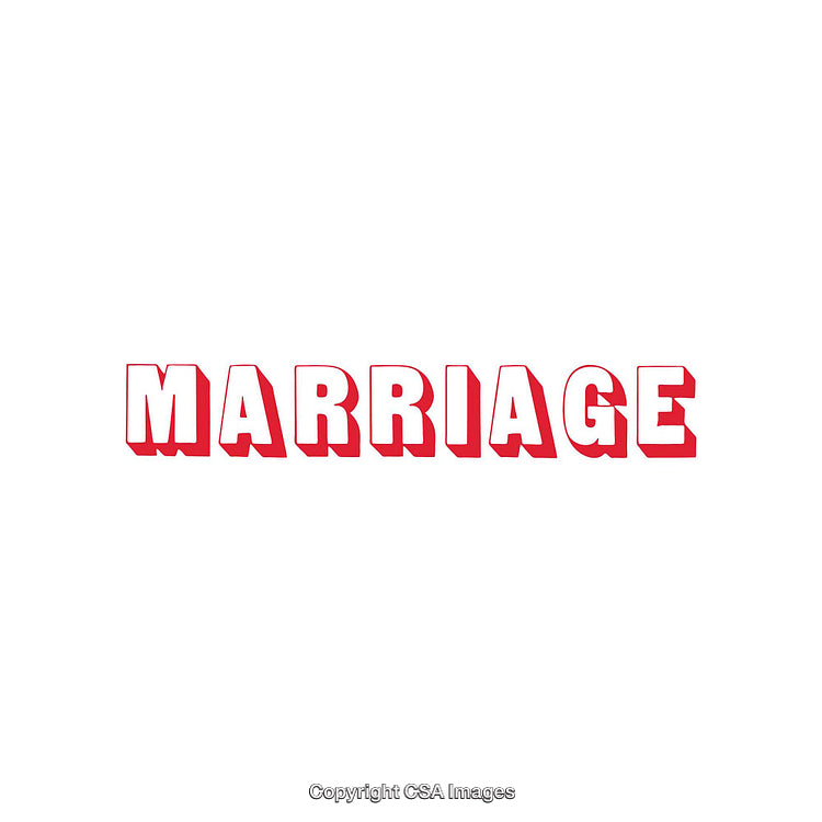 Marriage Text Displayed in Bold 3D Red Letters on a White Background