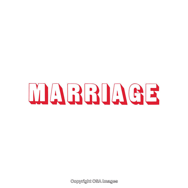 Marriage Text Displayed in Bold 3D Red Letters on a White Background