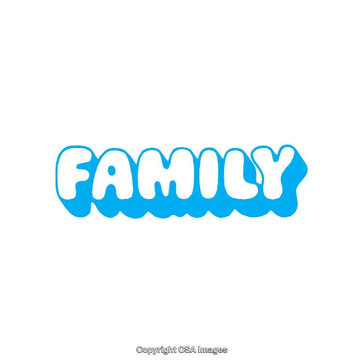 Bright Blue Family-Themed Word Art in Bold Lettering