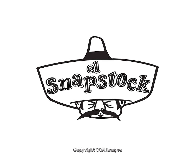 Minimalist Black And White Cartoon Illustration Featuring A Sombrero
