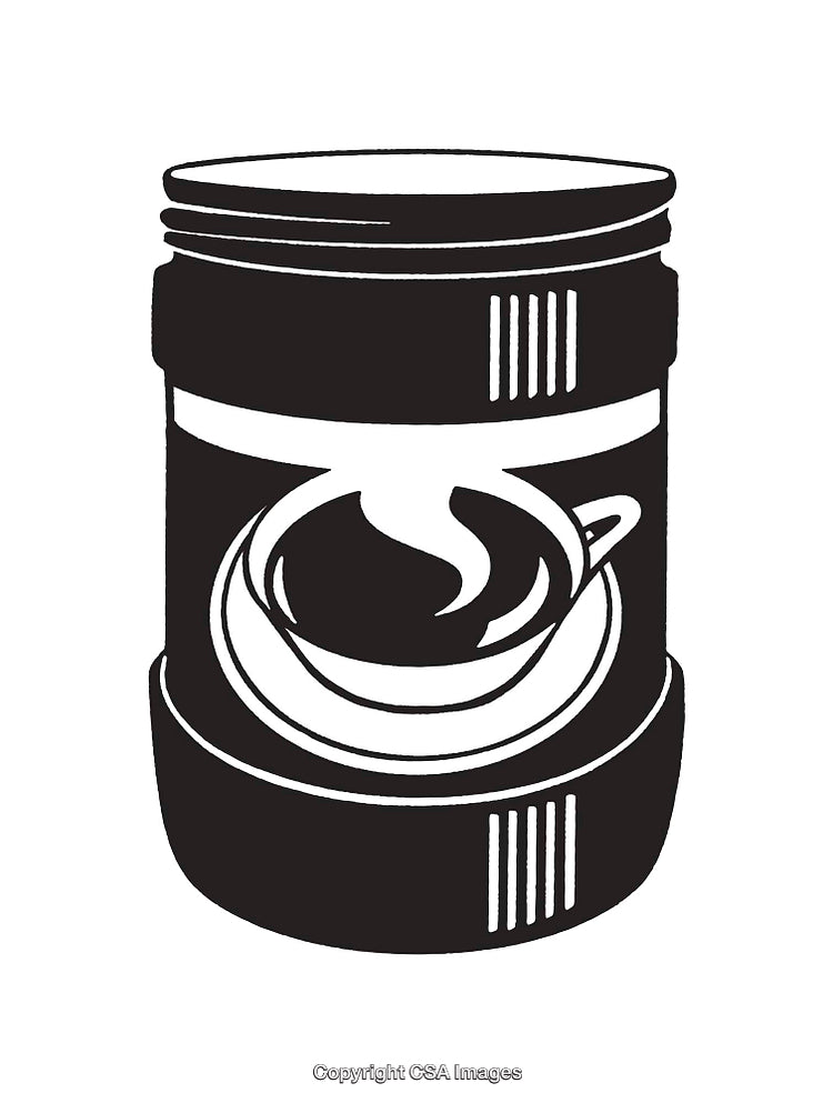 Monochrome Line Art of a Coffee Cup Inside a Jar Illustration