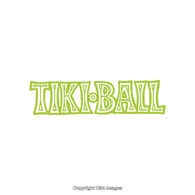 Playful Lime Green Tiki-Ball Typography on White Background