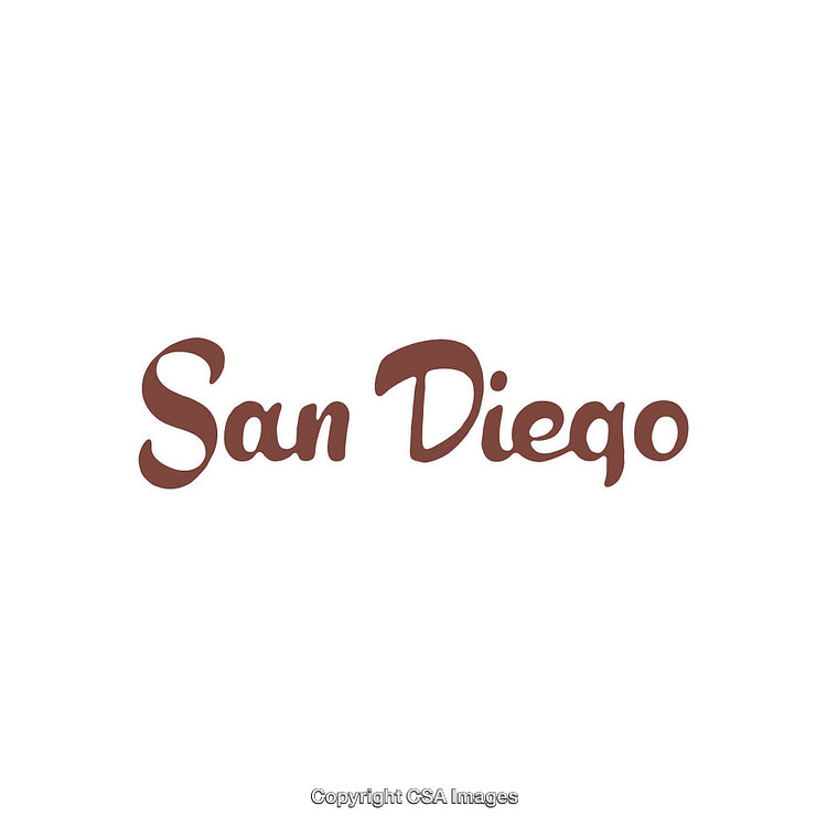 San Diego Text in Stylish Brown Typography on White Background