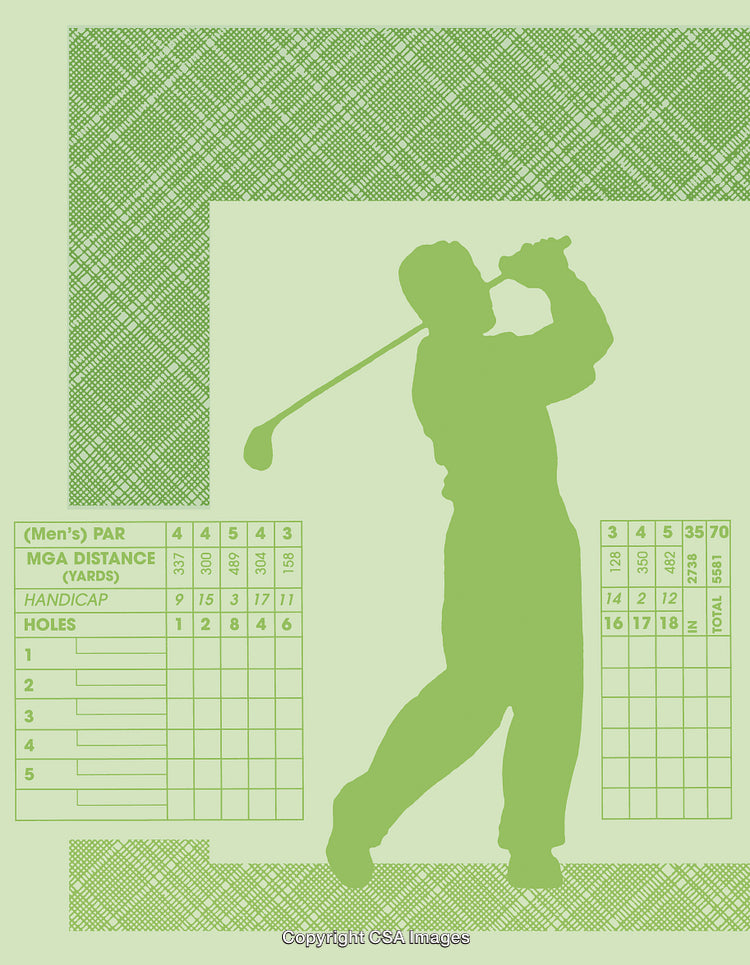 Silhouette of a Golfer on a Green Background