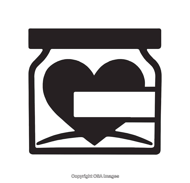 Black and White Icon of a Heart in a Jar Shape