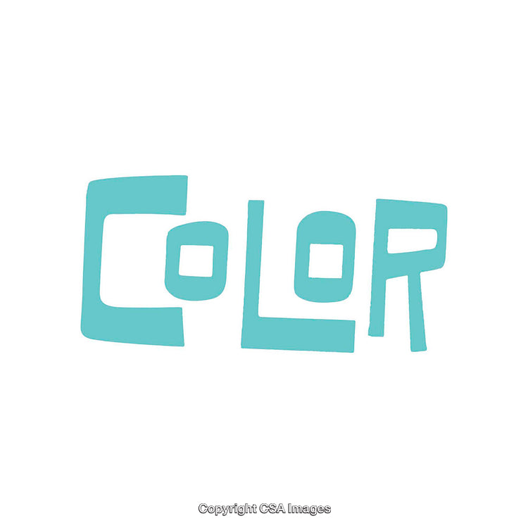 Turquoise Word 'Color' in Bold Artistic Font on White Background