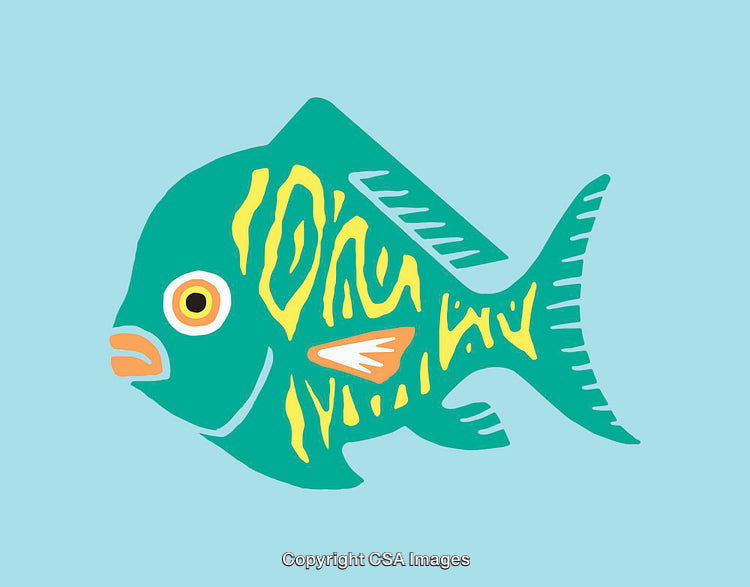 Colorful Fish Line Art Illustration with Vibrant Patterns and Neon Colors