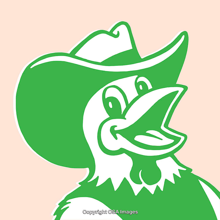Illustration of a Cheerful Cartoon Bird Wearing a Cowboy Hat