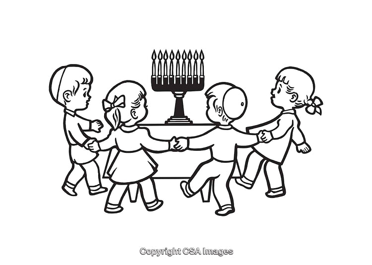 Children Celebrating Hanukkah with a Menorah and Joyful Expressions