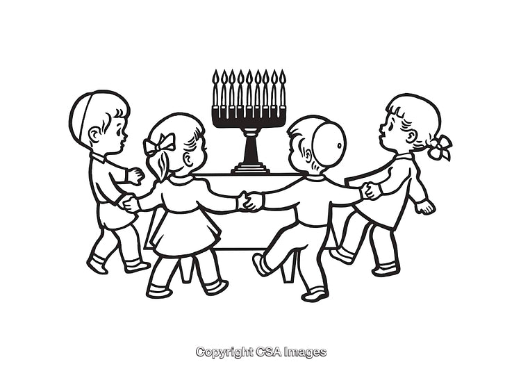 Children Celebrating Hanukkah with a Menorah and Joyful Expressions