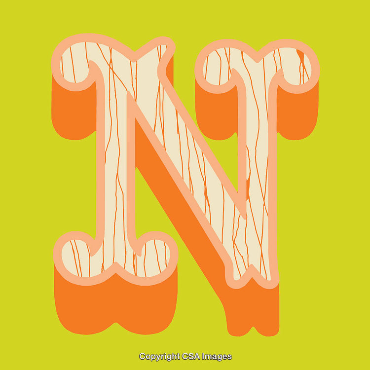 Decorative Letter N With Artistic Textured Patterns and Bold Colors
