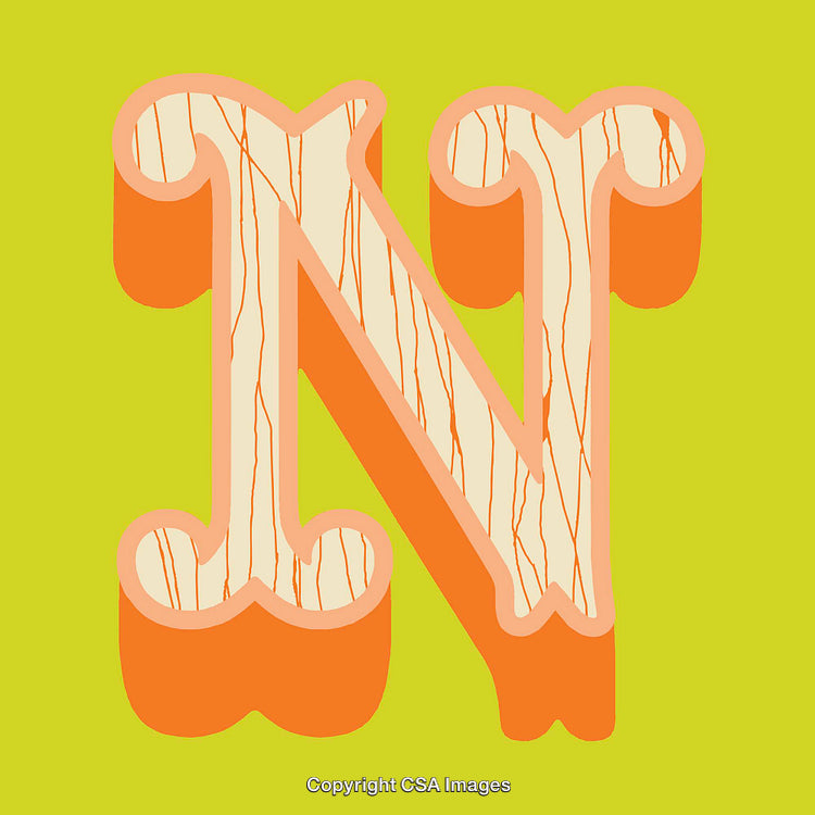 Decorative Letter N With Artistic Textured Patterns and Bold Colors
