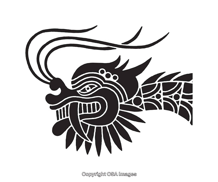 Intricate Black and White Line Art of a Mythical Dragon