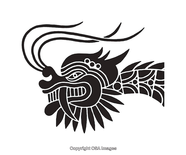 Intricate Black and White Line Art of a Mythical Dragon