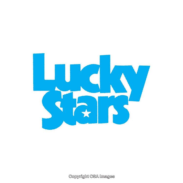 Blue Lucky Stars Text Illustration Isolated on White Background