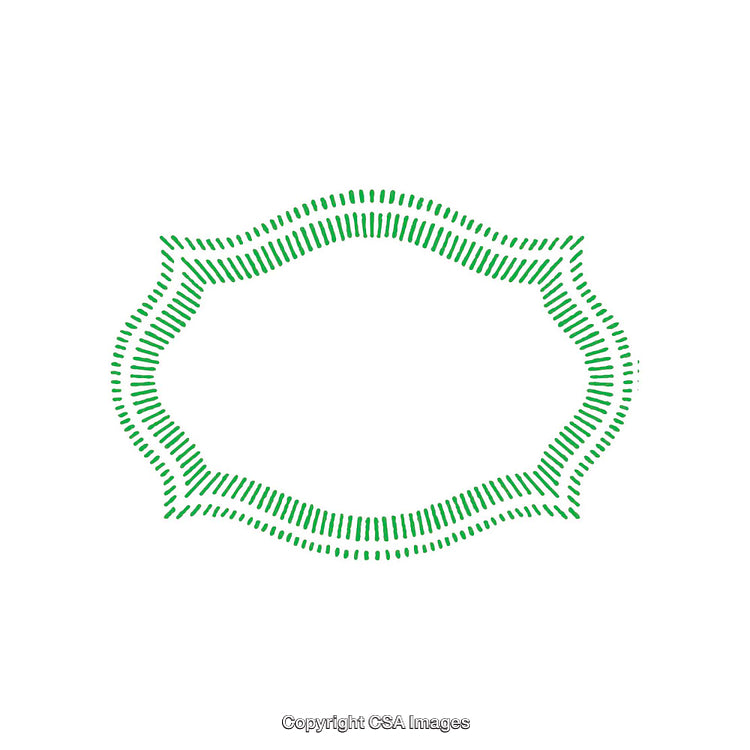 Green Dashed Decorative Frame with Wavy Border on White Background
