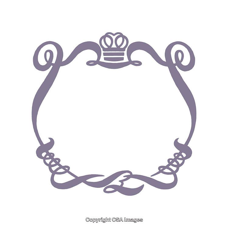 Elegant Decorative Frame With Crown Ornament on White Background