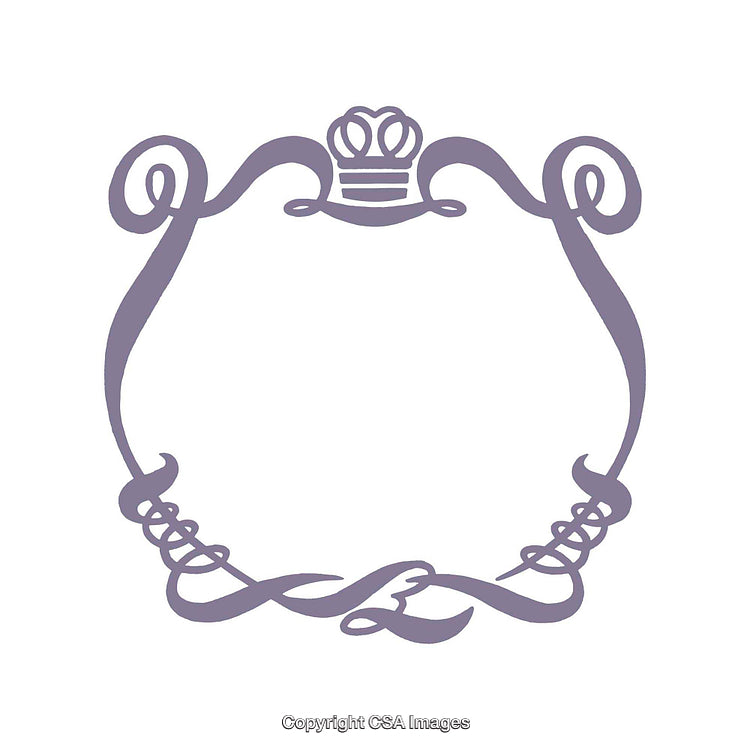 Elegant Decorative Frame With Crown Ornament on White Background